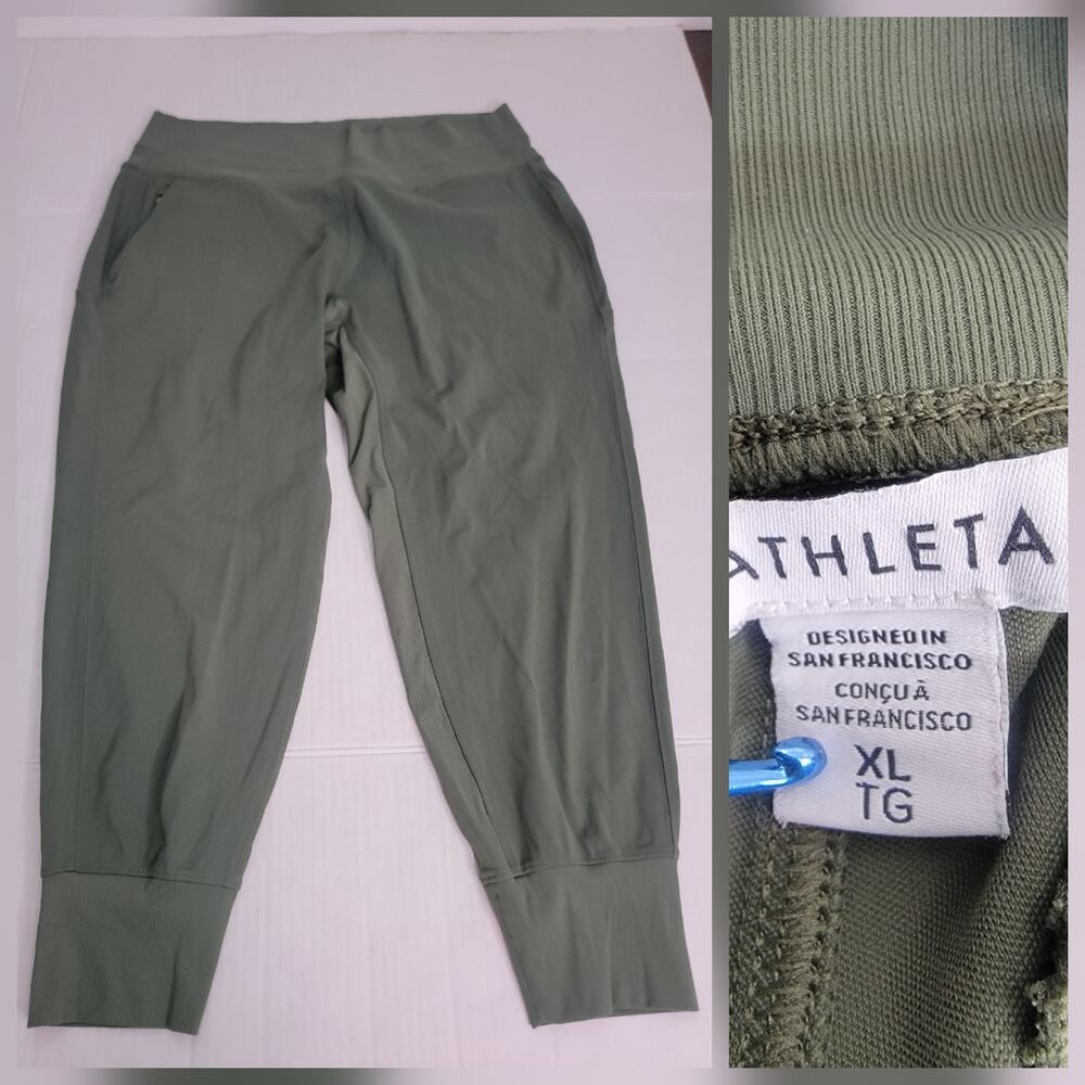 Athleta venice Jogger PAnts Womens SZ XL High Rise Green Pull On Pockets 597888